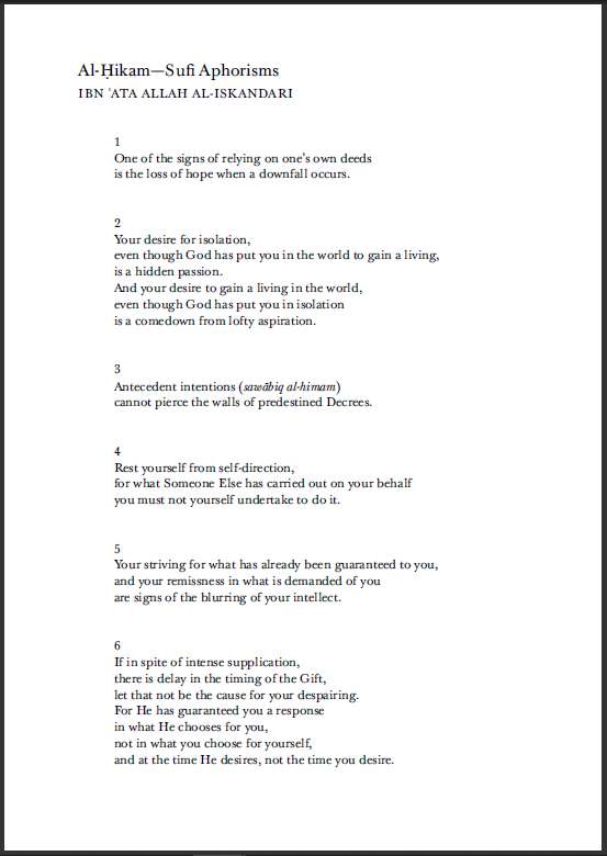 Al-Hikam—Sufi Aphorisms